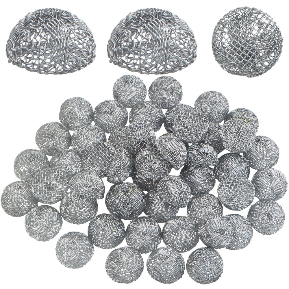 50 Pieces 20 mm/0.78in Diameter Pipe Screen Filters Metal Sieve Filter Clean Screens Small Semi-Circular Bowl Mesh Wire Balls for Filter Residues Accessories Home Supplies