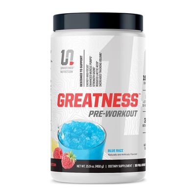 Undefined Nutrition Greatness Pre-Workout by Brian Shaw (30 Servings) 6 g Citrulline Malate & 3.2 g Beta Alanine for Better Pumps, Energy, Focus and Strength for Men & Women (15.9 Oz, Blue Razz)