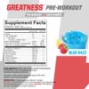 Undefined Nutrition Greatness Pre-Workout by Brian Shaw (30 Servings)  6 g Citrulline Malate & 3.2 g Beta Alanine for Better Pumps, Energy, Focus and Strength for Men & Women (15.9 Oz, Blue Razz) view 2