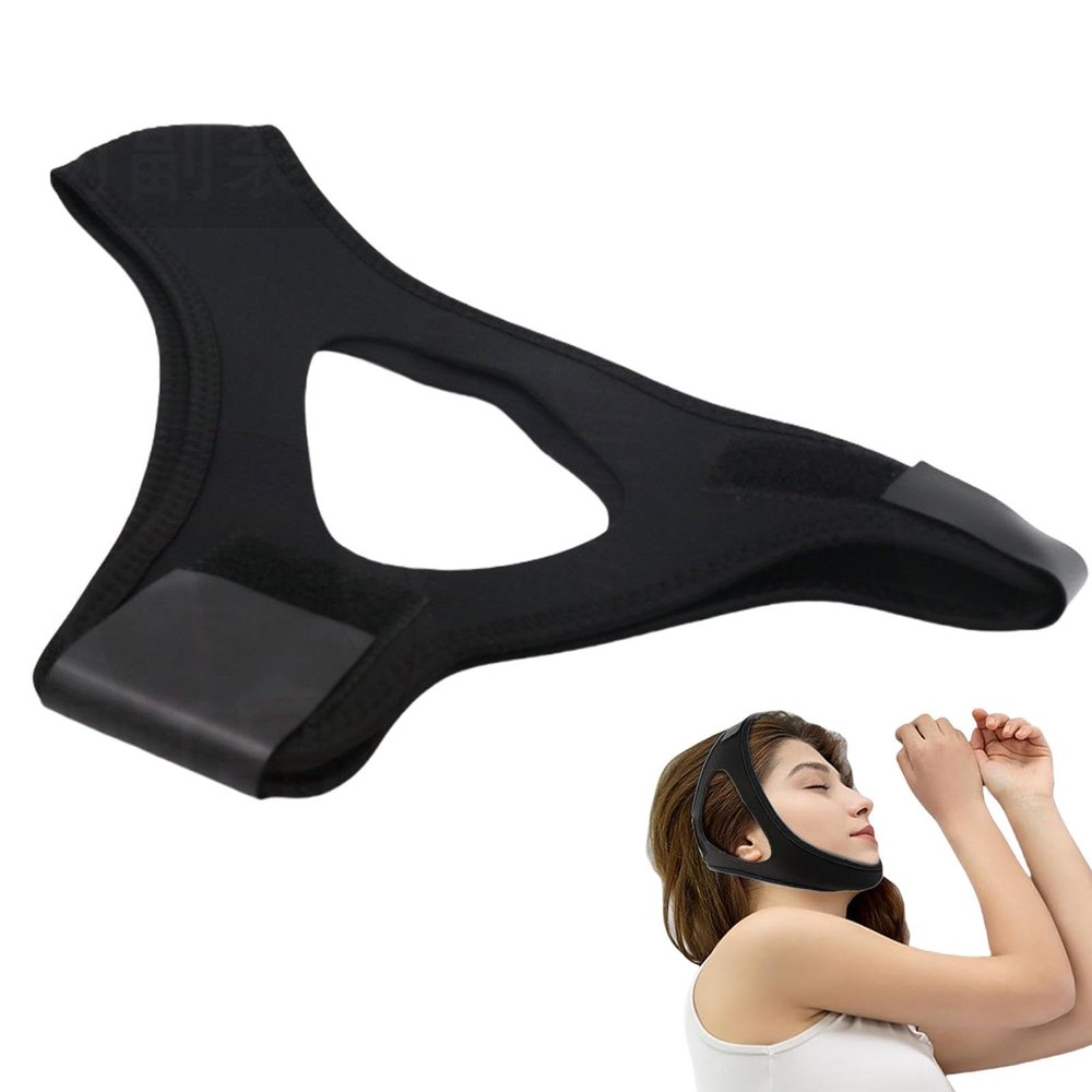 Anti Snoring Chin Strap, Adjustable Breathable Chin Strap, Anti Snoring Devices Airflow Jaw Strap, Stop Snoring Head Band, Sleep Belt Jaw Support, Comfortable Fit for All Head Sizes(Black)