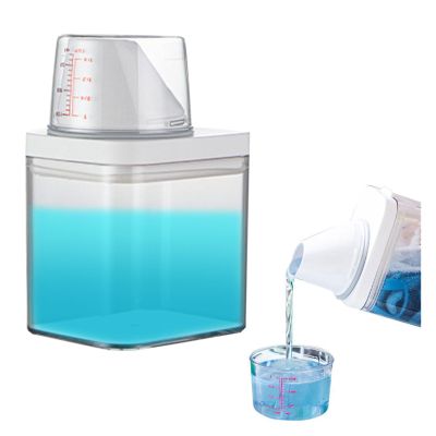 Liquid Laundry Detergent Dispenser,23.6oz Laundry Detergent Container with Measuring Cup,Laundry Soap Dispenser,Clear Plastic Fabric Softener Dispenser,Laundry Room Organization,10.5x8.5x16CM