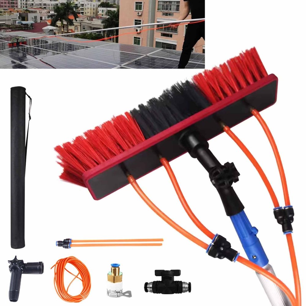 DKPLOE Water Fed Extendable Brush Window Clean Extendable Window Cleaning Kit Telescopic Brush Suitable for Cleaner Conservatory Roof Photovoltaic Panel Cleaning(12m)