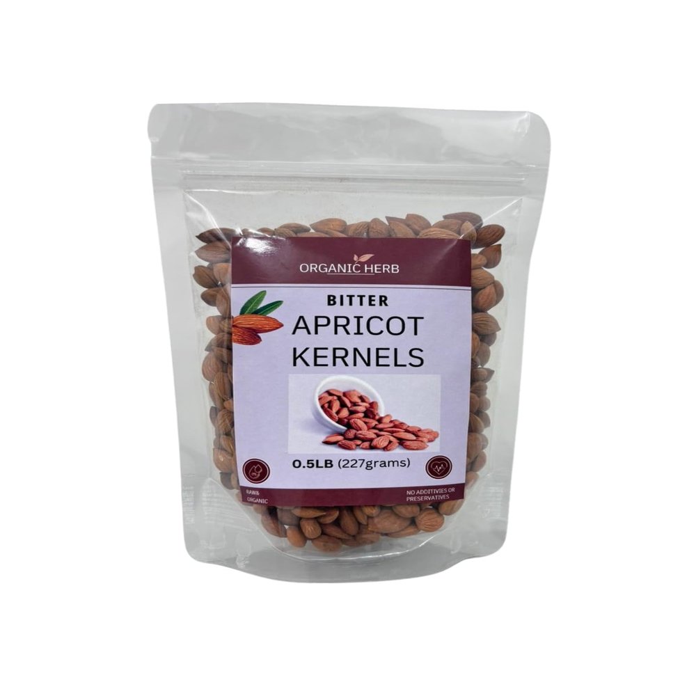 Generic Organic Herb Bitter Apricot Kernels 0.5lb (8oz) 100% USDA Organic Certified Seeds, NON-GMO, Product of INDIA, Gluten Free, Resealable Bag