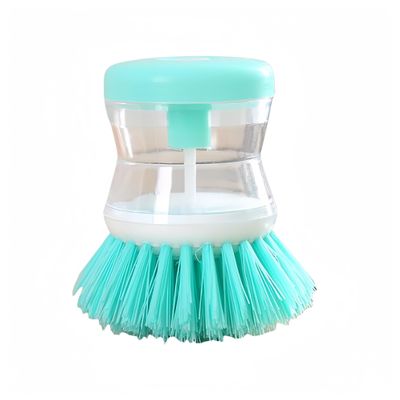 2 PCS Brush Pot Magic Tool Hydraulic Wash Pot Brush Household Cleaning Brushes Kitchen Press Type Automatic Liquid Adding and Pot Washing Brush(Green,One)