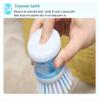 2 PCS Brush Pot Magic Tool Hydraulic Wash Pot Brush Household Cleaning Brushes Kitchen Press Type Automatic Liquid Adding and Pot Washing Brush(Green,One) view 4