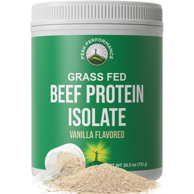 Grass Fed Beef Protein Powder - Lactose Free Great Tasting Beef Protein Isolate. Complete Animal Based Non Dairy Paleo Carnivore Supplement for Prime Muscle Building. No Whey. Vanilla Flavor