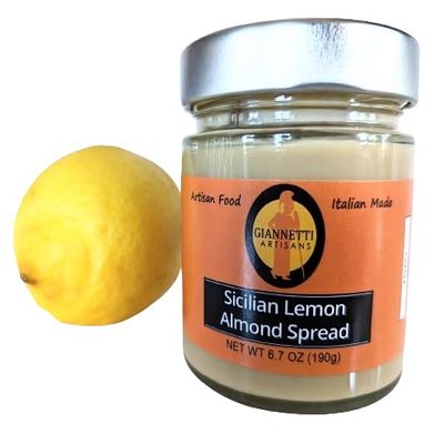 Giannetti Artisans Sicilian Lemon Almond Spread, 6.7 oz (Single), Gluten Free, Lactose Free, Vegan