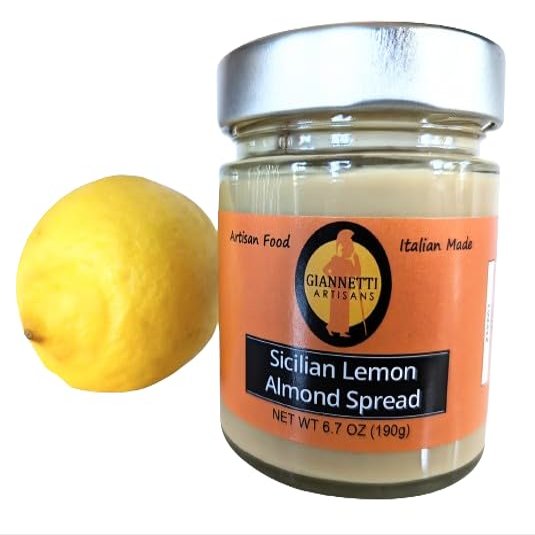 Giannetti Artisans Sicilian Lemon Almond Spread, 6.7 oz (Single), Gluten Free, Lactose Free, Vegan