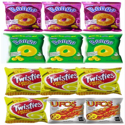 Bongo, Twisties, Ufo's (Kids Value Pack Of 12) Favorite Snack Of The Pacific Islanders - Imported From FIJI - Variety Pack Snacks