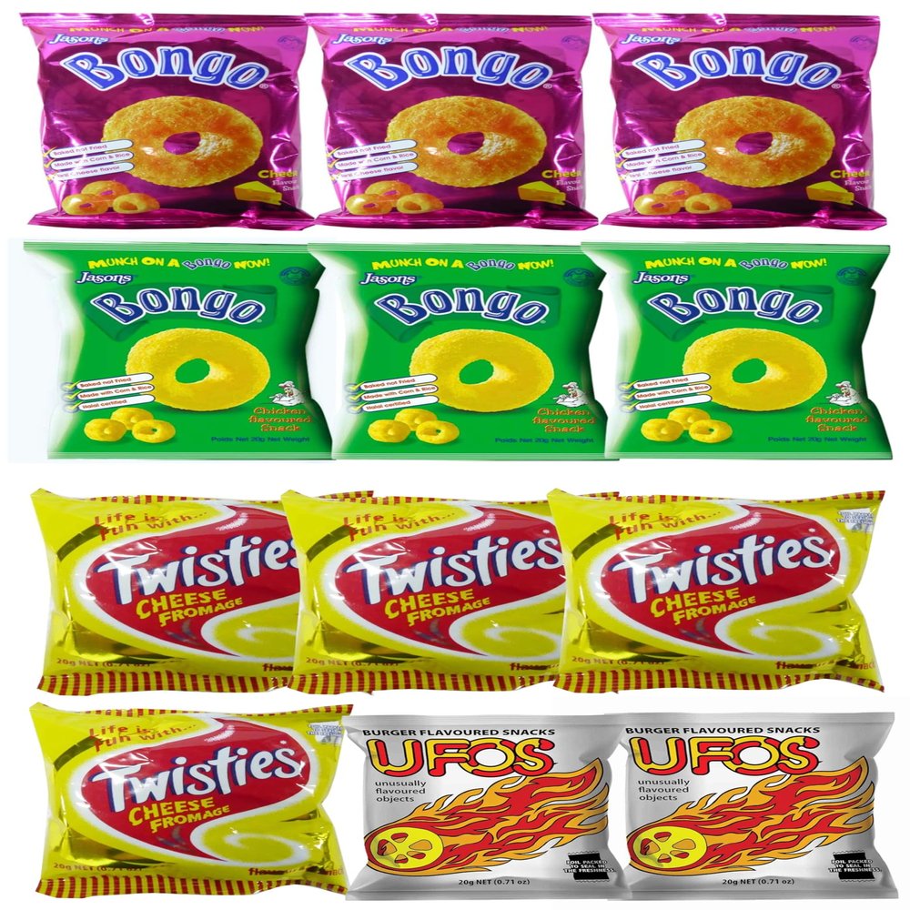 Bongo, Twisties, Ufo's (Kids Value Pack Of 12) Favorite Snack Of The Pacific Islanders - Imported From FIJI - Variety Pack Snacks