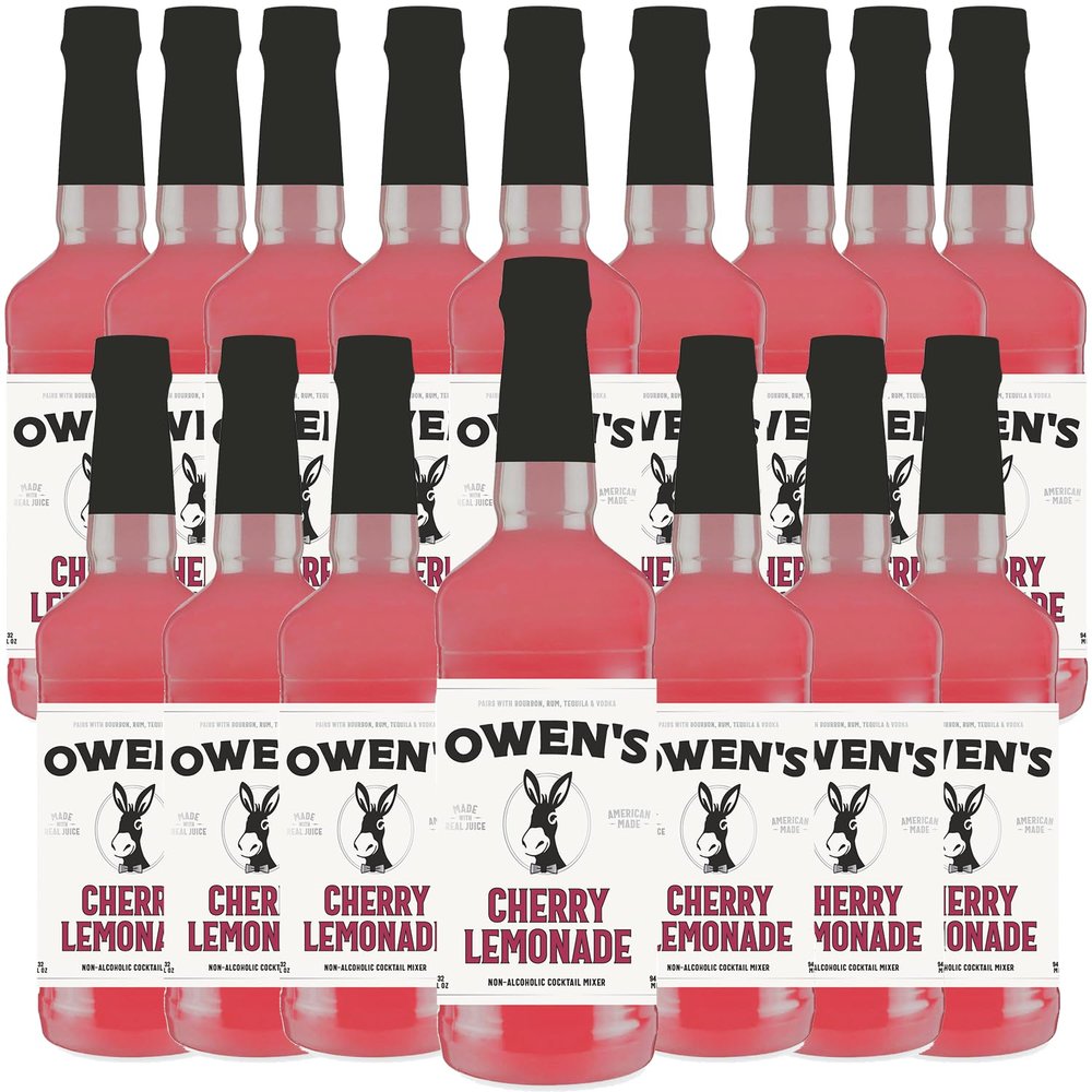 Owens Craft Mixers Exclusive Cherry Lemonade 16 Pack | Handcrafted in USA | Premium Ingredients | Vegan & Gluten-Free Soda Mocktail & Cocktail Mixer