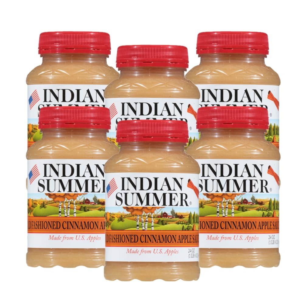 Indian Summer Premium Chunky Applesauce Made from US Apples and American Growers (Cinnamon, 24 Ounces Each, Pack of 6)