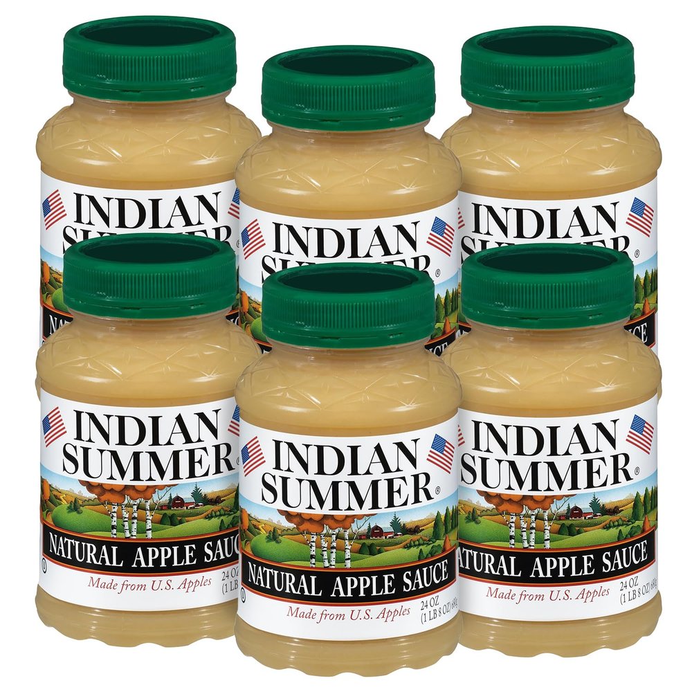 Indian Summer Premium Chunky Applesauce Made from US Apples and American Growers (Natural, 24 Ounces Each, Pack of 6)