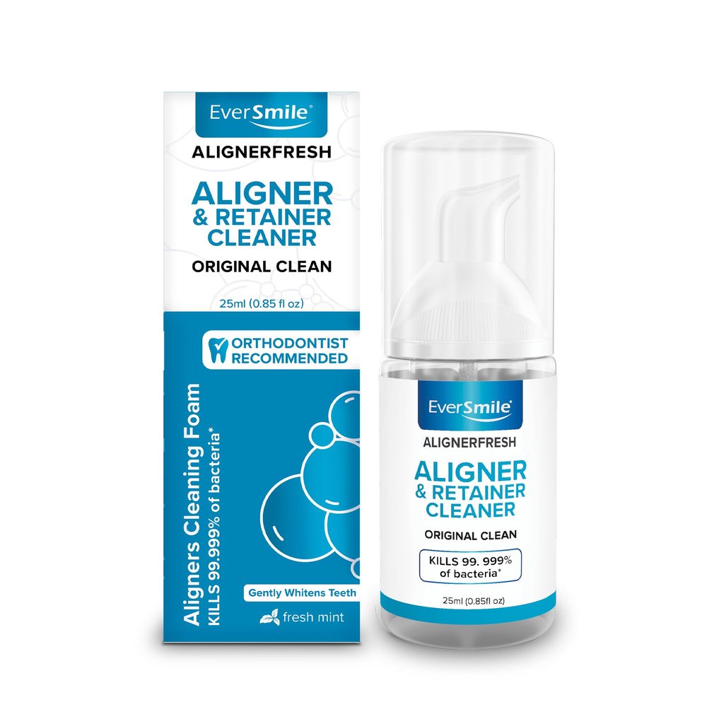 EverSmile AlignerFresh Original Clean Foam Cleaner Compatible w/Invisalign and All Clear Aligners & Retainers Eliminates Bacteria, Whitens Teeth, Fights Bad Breath 25ml (1 Pack)