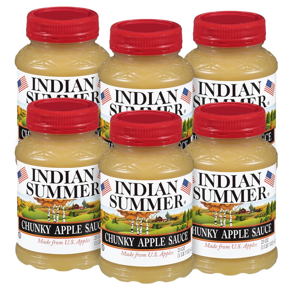 Indian Summer Premium Chunky Applesauce Made from US Apples and American Growers (Chunky Original, 23 Ounces Each, Pack of 6)