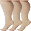 ABSOLUTE SUPPORT (3 Pairs) Opaque Compression Stockings with Open Toe for Women and Men 20-30mmHg | For Swelling, Diabetic, Lymphedema and Pain Relief - Beige, Small - A511BE1-3 view 1