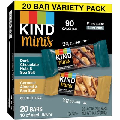 KIND Minis Nuts & Sea Salt Nut Bars Variety - Cholesterol-free, Gluten-free, Low Glycemic, Trans Fat Free, Low Sugar, Lo