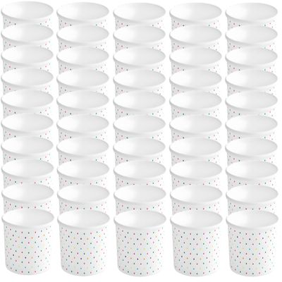 OCS Parts Paper Ice Cream Cups | 50-Count | 6 Ounce Disposable Dessert Party Cups for Frozen Yogurt, Ice Cream, Hot or Cold Foods | Heavy Duty Leak Resistant 3.5 Inch Food Cups