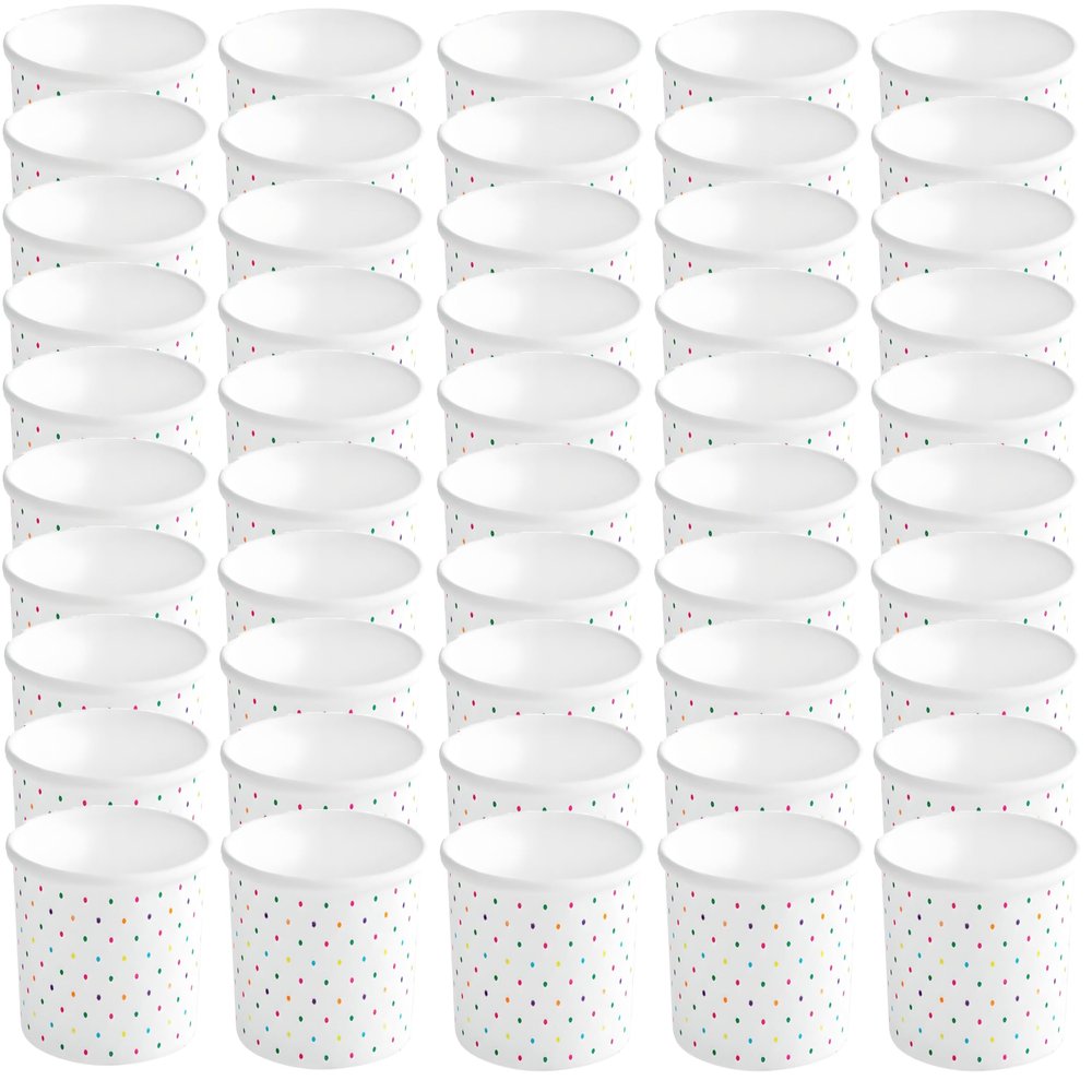 OCS Parts Paper Ice Cream Cups | 50-Count | 6 Ounce Disposable Dessert Party Cups for Frozen Yogurt, Ice Cream, Hot or Cold Foods | Heavy Duty Leak Resistant 3.5 Inch Food Cups