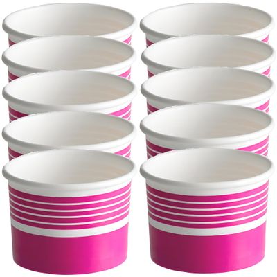 OCS Parts Paper Ice Cream Cups | 10-Count | 6 Ounce Disposable Dessert Party Cups for Frozen Yogurt, Ice Cream, Hot or Cold Foods | Heavy Duty Leak Resistant 3.5 Inch Food Cups