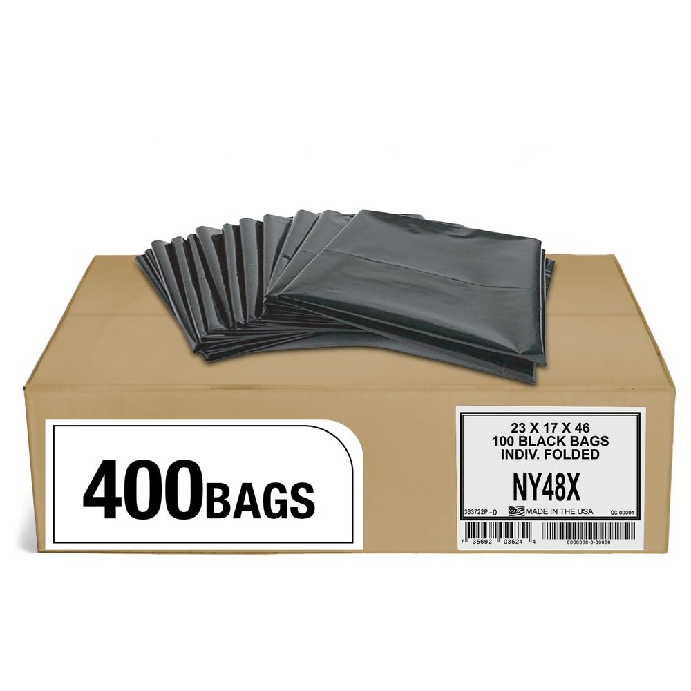 Aluf Plastics 45 Gallon 1.7 MIL Black Heavy Duty Garbage Trash Bags - 40 inch x 46 inch- For Contractor, Industrial, Institutional, & Commercial, (Pack of 400)
