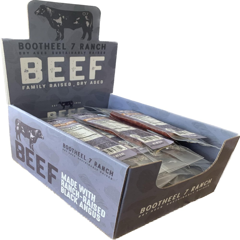 Bootheel 7 Ranch Beef Sticks, Original Flavor, Black Angus, Ranch-Raised, High Protein, Pack of 24 * Includes Display Box *