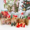 24Pcs Kraft Gift Bags - Medium Christmas Paper Bags with Handles, Six Designs for Holidays Party Favors view 3
