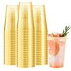 Clawsoff 12 oz Gold Plastic Cups, 100 Pack Cold Party Drinking Cups, Plastic Cup Tumblers, Disposable Gold Cup for Party, Wedding, Halloween, Christmas view 1