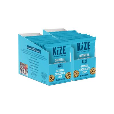 KiZE Energy Bars - Oatmeal Chocolate Chip - 20-Count - Gluten Free, Dairy Free, Non-GMO, and High Protein Meal Replacement Energy Bars, Clean and Simple Food Ingredients - 7g High Protein Snacks (20 Count)