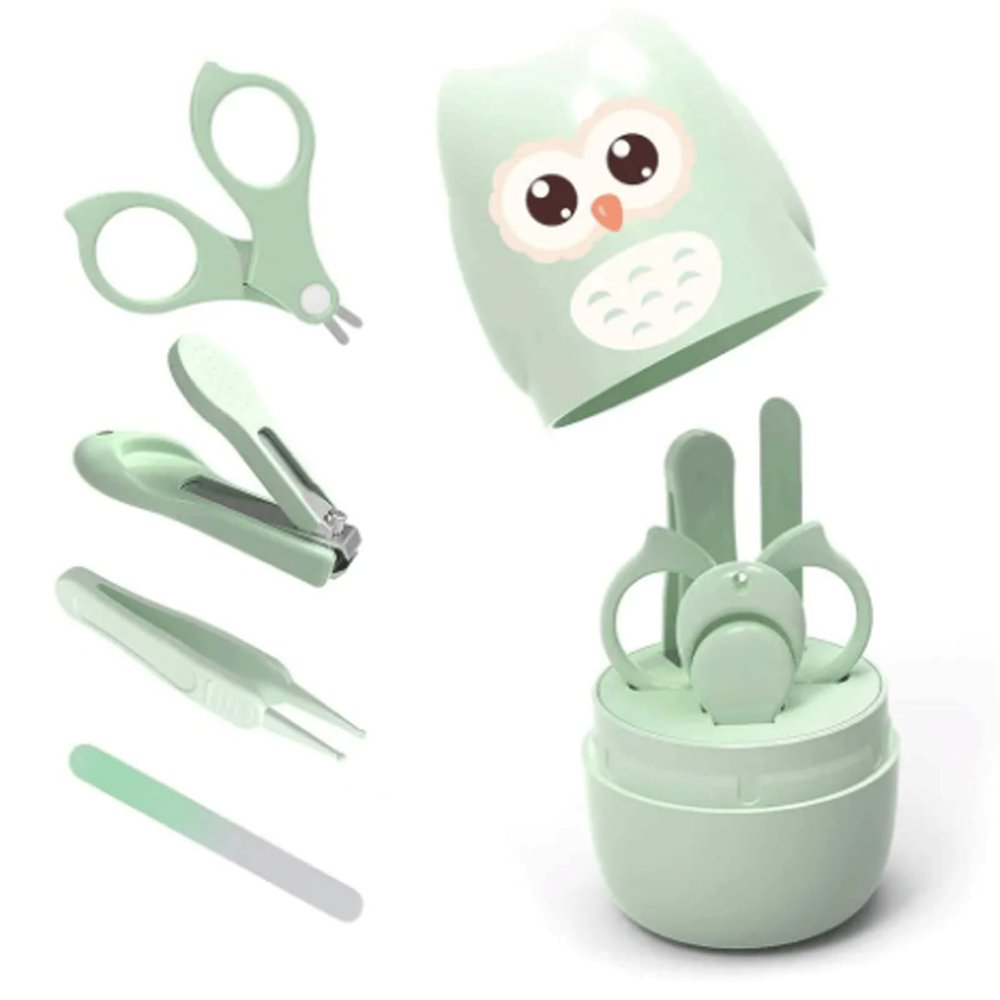LASTRAN 4 in 1 Nail Care Kit Nail Clippers Scissors Nail File Tweezers with Cute Case Manicure Set Pedicure Set for Newborns