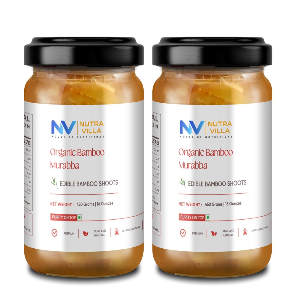 Nutravilla Bamboo Murabba For Height Increase | Contains Soft Pieces of Edible Bamboo Shoots | 2 Jars Of 450 Gram Jar Each