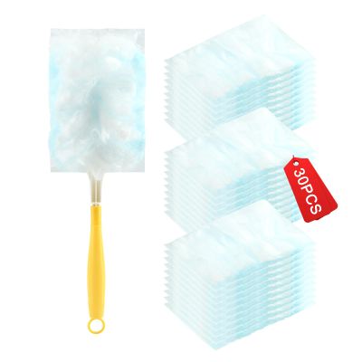30 Pcs Duster Refill Compatible with Duster, Multi Surface Heavy Duty Feather Dusters Kit with 1 Handle, for Cleaning Furniture, Blinds, Ceiling Fans and Car(Color:Yellow)