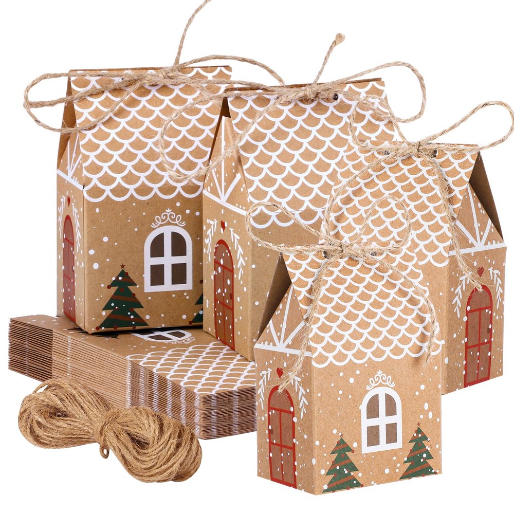 woric 24 Pieces Medium Christmas Party Favor Boxes Treat Boxes, Gift Boxes for Advent Calendar Candy Xmas Treats Cookies Decorations(5.5" x 3.5" x 2.5")