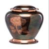Adult Brass Urn for Human Ashes - High Polish Brown Copper - Phoenix Memorials Remembrance Cremation Urns - with Rose Flower Etching - Memorial, Funeral, Burial, Cemetery, or Home Decor Urns view 1