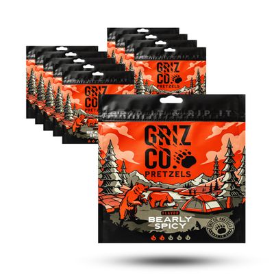 Griz Co. Bearly Spicy Pretzels, Seasoned Pretzels, Healthy Snacks, 3.5oz 10 Pack