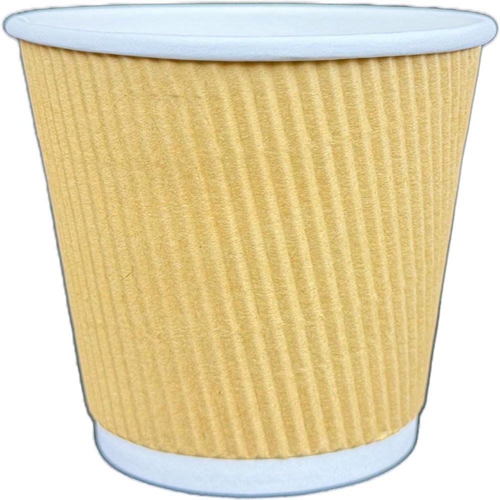 Basidi [500 Pack Corrugated Insulated Ripple Wall Paper Coffee Cups Disposable To Go Cups for Hot Beverage or Cold Drinks Office, Home, Cafe, Camping (8oz)