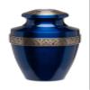 Adult Brass Urn for Human Ashes - Polished Blue Pewter - Phoenix Memorials Atlantis Etched Cremation Urns - with Decorative Etching - Memorial, Funeral, Burial, Cemetery, or Home Decorative Urns view 1