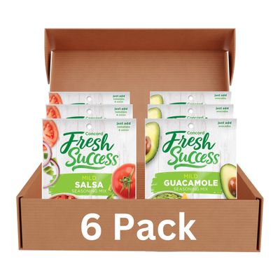 Concord Foods Mild Salsa & Guacamole Mix Variety Pack Fresh & Guacamole Easy to Make Medium Spice Ideal for Chips Tacos, Dips Authentic Mexican, 1.06 oz, 6 Pouches