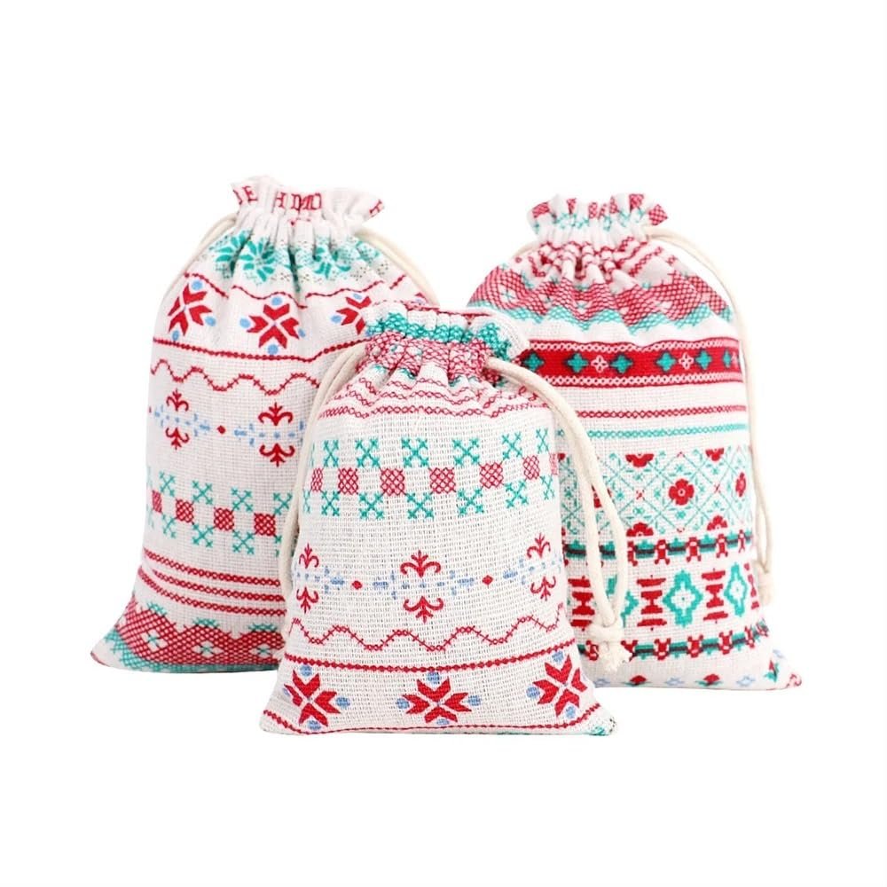 GIOTEL 10pcs Printed Drawstring Bag Storage Bag Suitable For Party Christmas Wedding Party Candy Packaging Gift Bag(10x14cm)