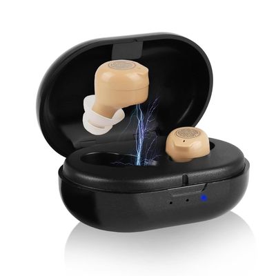 Dailytop Rechargeable Hearing Aids for Seniors, Invisible Hearing Amplifier with Intelligent Noise Reduction & Comfort Design, Small In Ear Hearing Aid with 5-Level Volume Adjustment (Beige)