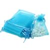 100 Pcs Christmas Organza Bags, Sheer Organza Bags Jewelry Gift Bags Mesh Organza Jewelry Bags Mini Candy Bags for Wedding Party Christmas Festival (Lake Blue) view 1