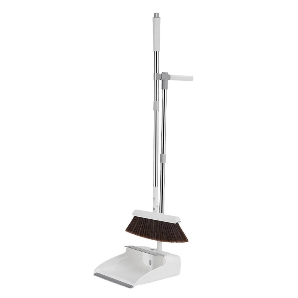 Broom and Dustpan Set for Home/Dustpan and Broom Combo Set,Standing Dustpan Dust Pan with Long Handle for Home Kitchen,Blue(White)