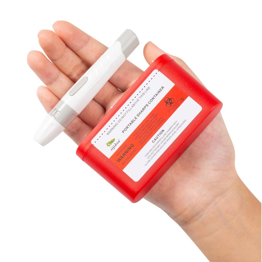 1 Pack Portable Sharps Container for Travel and Home Use,Pocket Travel Sharps Disposal Container, Designed for Diabetic Needles and Test Strips Compact Size for Traveling and Daily Personal Use