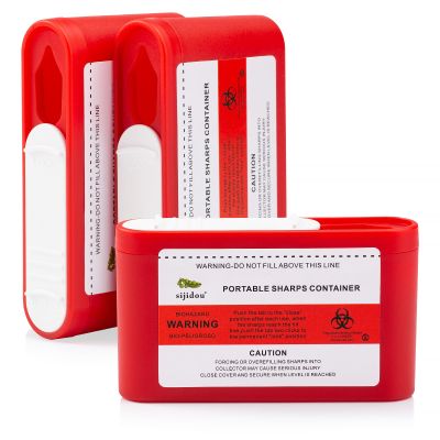 3 Pack Portable Sharps Container for Travel and Home Use,Pocket Travel Sharps Disposal Container,Specially Designed for Diabetic Needles and Test Strips Compact Size for Travel and Daily Personal Use