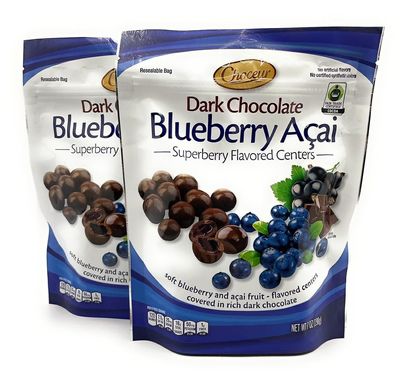 2-PACK Superberry Blueberry Acai Dark Chocolate Bonbons  Fair Trade Certified Premium Dark Chocolate Treats with Soft Blueberry Center, No Artificial Colors or Flavors  Delicious and Energizing Gourmet Candy for a Perfect Daily Indulgence