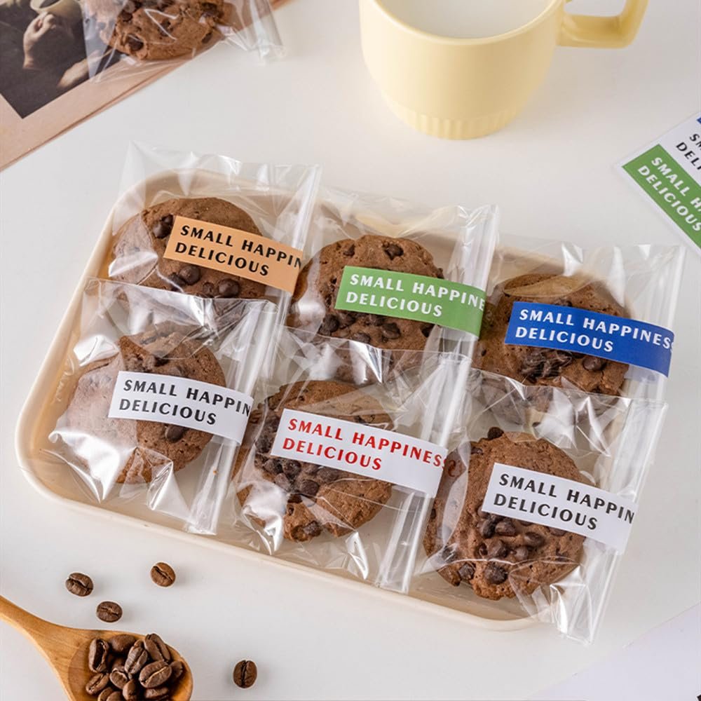 100 Pcs OPP Bags, Gift, Packaging, Candy Cookie, Raisin Sand Bags, Sweets Packs, Snack OPP, Mini, Small Portion Pastry Supplies, Cute with Stickers (3.1 4.7 inches)