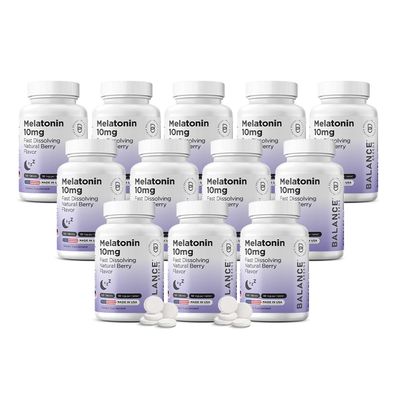 Balancebreens Melatonin 10mg Fast-Dissolve, 120 Tablets Natural Sleep Aid for Restful Nights, Drug-Free Support for Relaxation and Tranquility