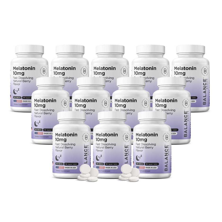 Balancebreens Melatonin 10mg Fast-Dissolve, 120 Tablets Natural Sleep Aid for Restful Nights, Drug-Free Support for Relaxation and Tranquility