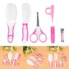 Baby Hair Brush, 6pcs Convenient Daily Baby Nail Clipper Scissors Hair Brush Comb Manicure Care Kit (Pinkish view 4