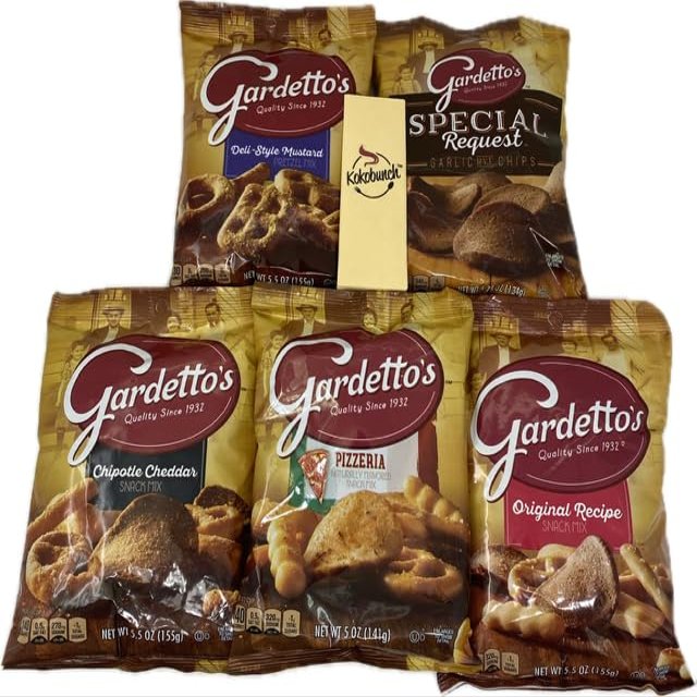 Gardettos Variety Bundle | Deli Style Mustard | Special Request | Chipotle Cheddar | Pizzeria | Original Recipe Bundled With Kokobunch Kit, 5-4.7/5.5oz PACK